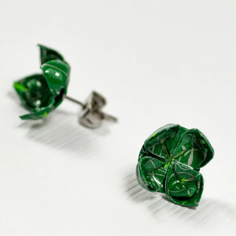 Náušnice "Zelená zima" - lotosy malé