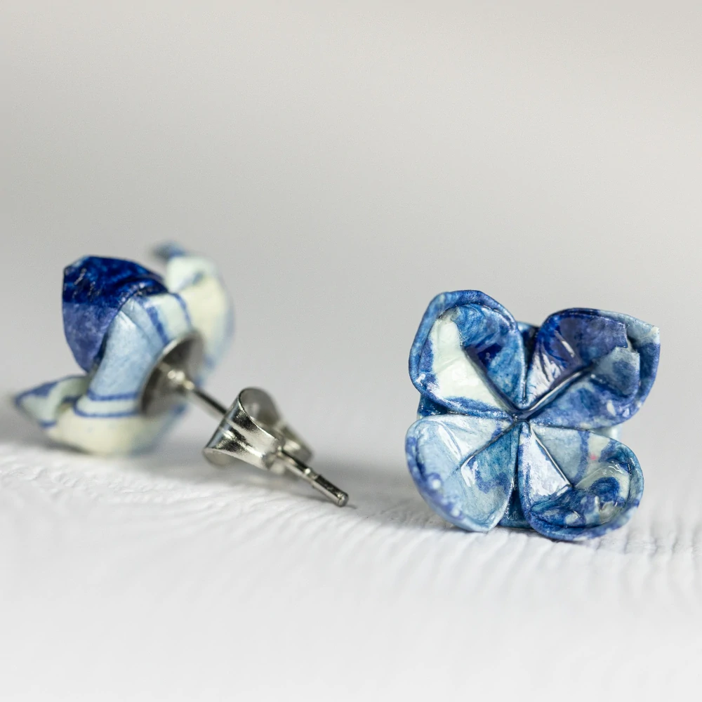 Náušnice "Modrotisk" - lotosy malé