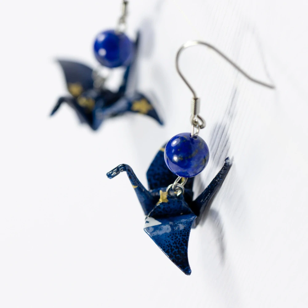 Náušnice "Číst ve hvězdách" (jeřáb s lapisem lazuli)