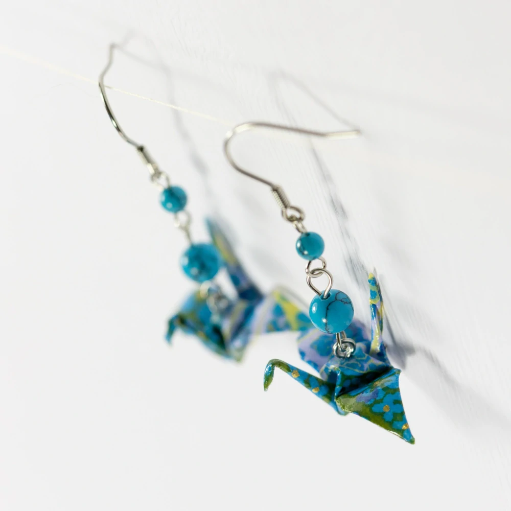 Náušnice "Tyrkysově něžná" (jeřáb s tyrkysem)