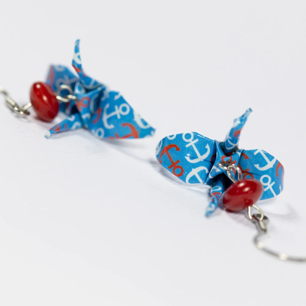 Náušnice "Námořnická" (jeřáb s korálem)