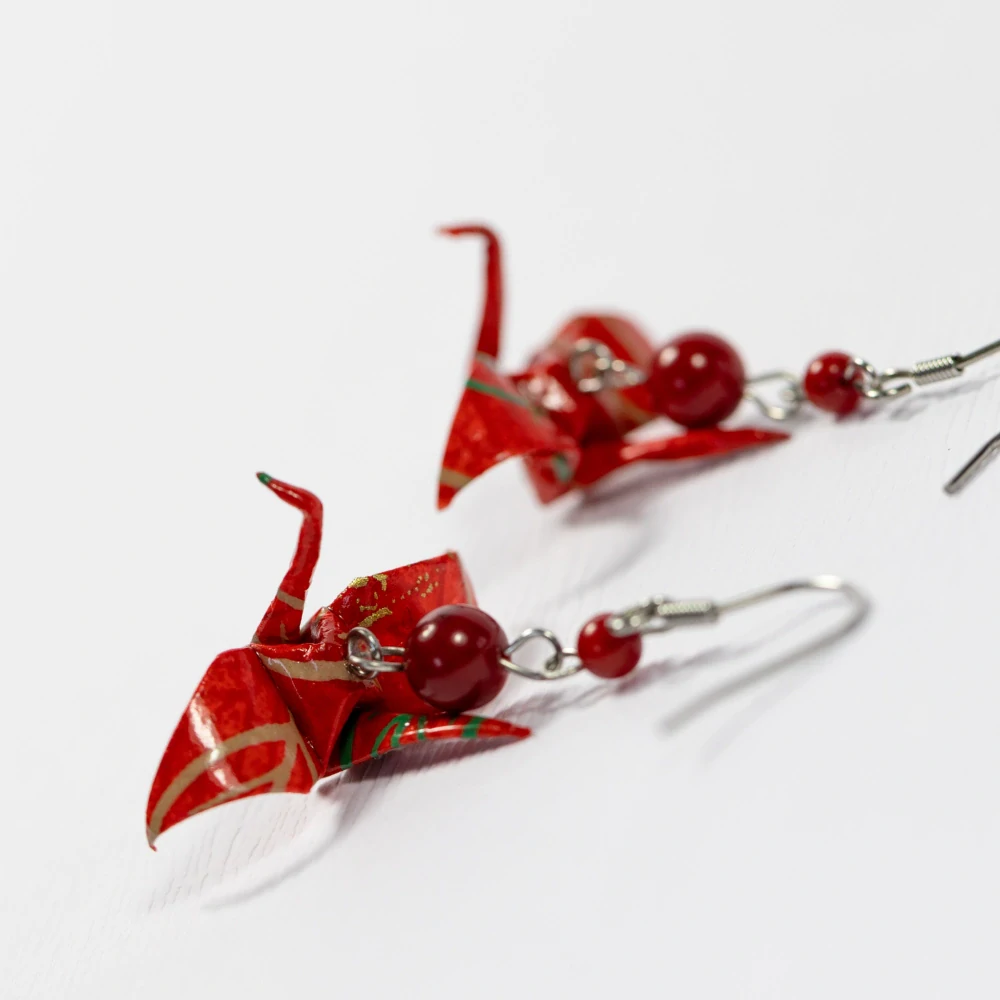 Náušnice "Vášnivá" (jeřáb s korálem)