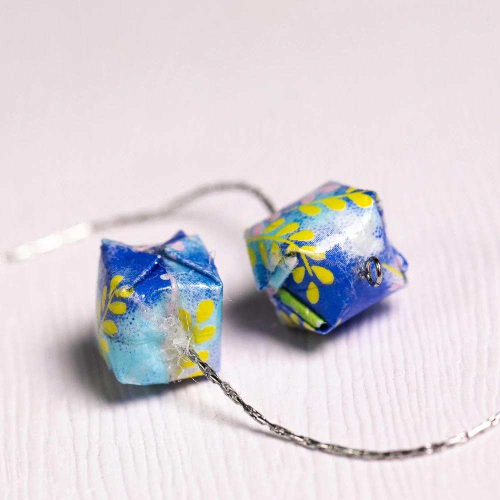 Náušnice "Modrá louka" (vodní bomba na řetízku)