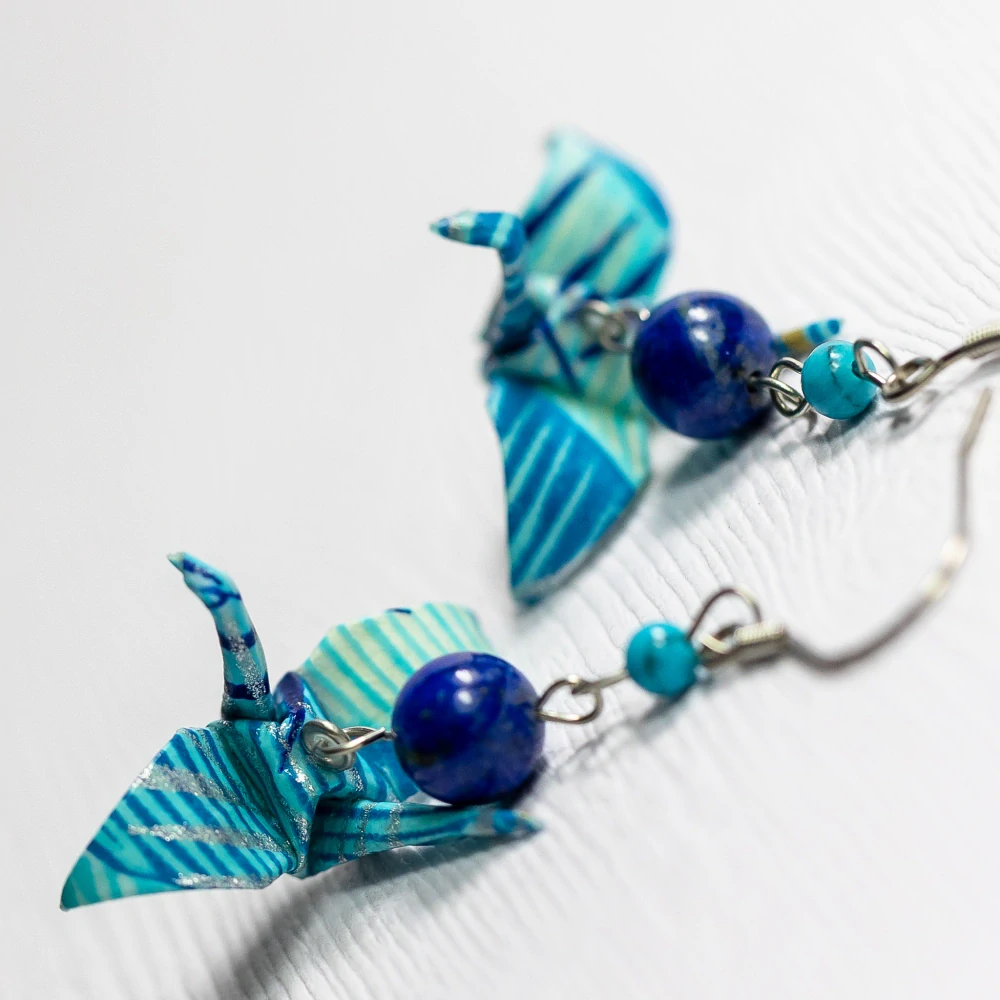 Náušnice "Modré tráva" (jeřáb s lapisem lazuli a tyrkenitem)