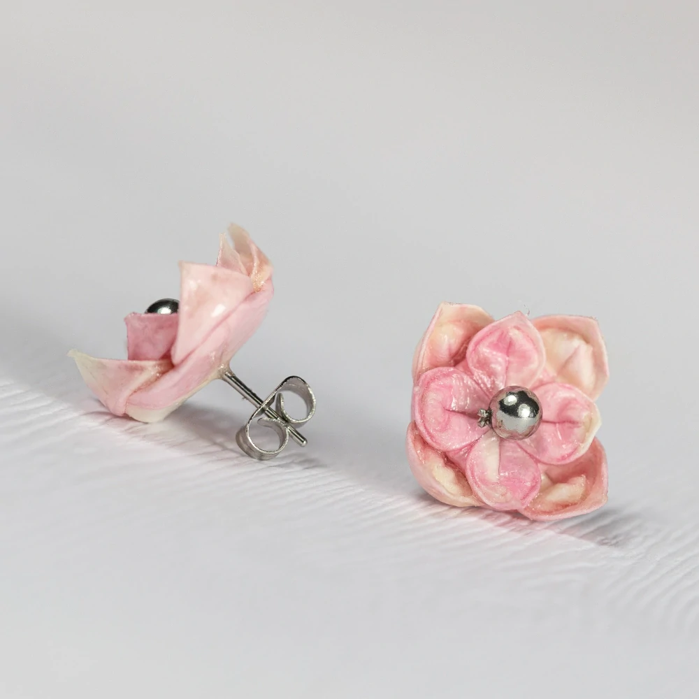 Náušnice "Kvítka růžová" (plnokvětý lotos)