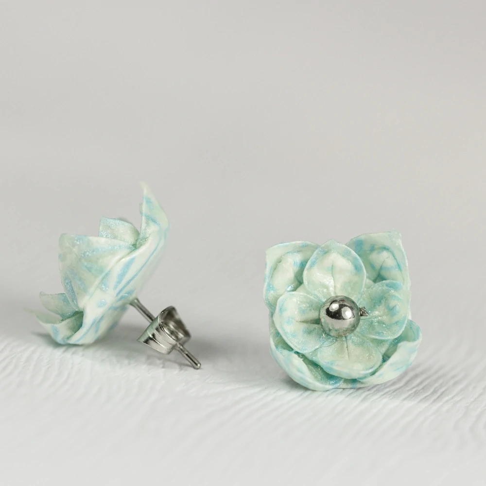 Náušnice "Květinky blankytné" (lotos plnokvětý)