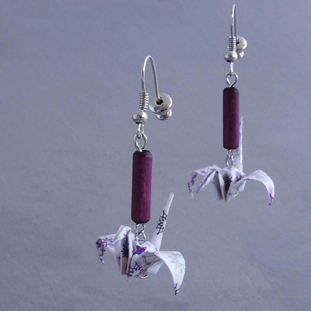 Náušnice "Vánoční fialky" (jeřáb)