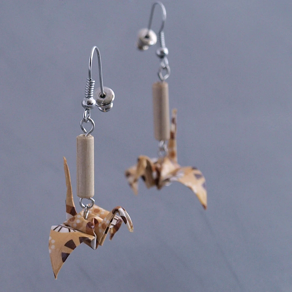 Náušnice "Studie v hnědé "(jeřáb)