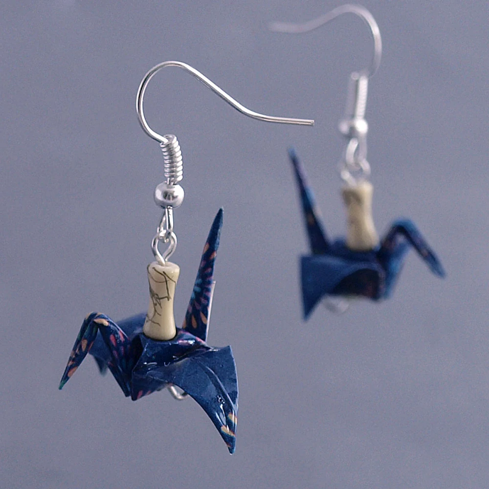 Náušnice "Záblesk světla v noci" (jeřáb)