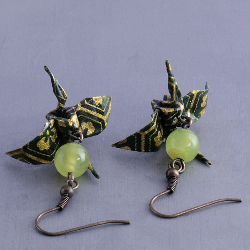 Náušnice "Slunce v lese" (jeřáb s kamenem)