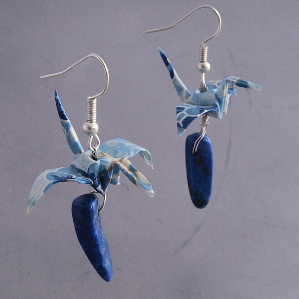 Náušnice "Rozkvetlé moře" s lapisem lazuli (jeřáb)