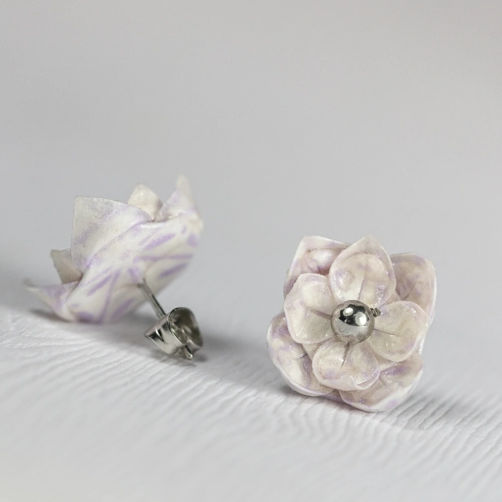Náušnice "Květinky fialové" (plnokvětý lotos)