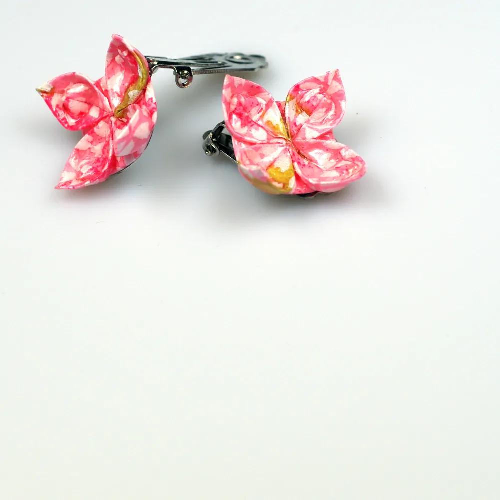 Náušnice "Růžové jarní snění" (lotos, klipsy)