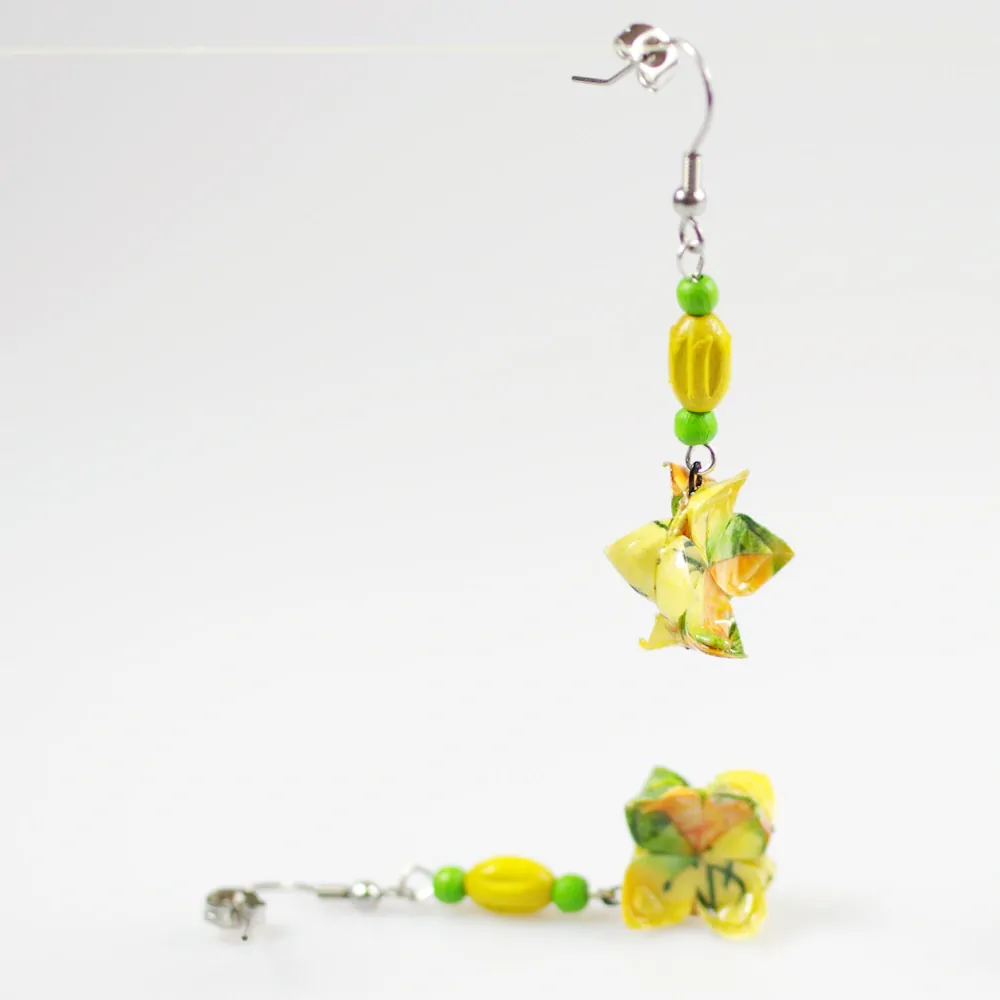 Náušnice "Mátový s medem" (dvojitý lotos)