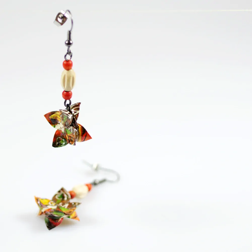 Náušnice "V barvách podzimu" (dvojitý lotos)