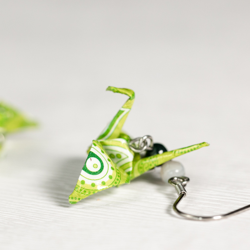 Náušnice "Zelené paisley" (jeřáb se stromovým achátem)