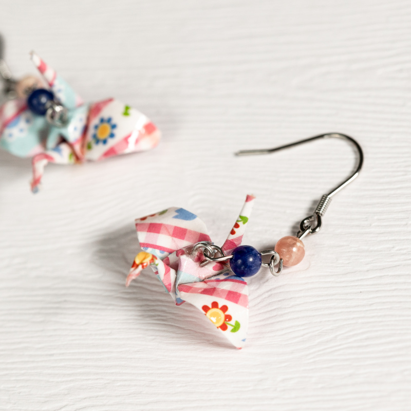 Náušnice "Folklórní" (jeřáb s rhodonitem a sodalitem)