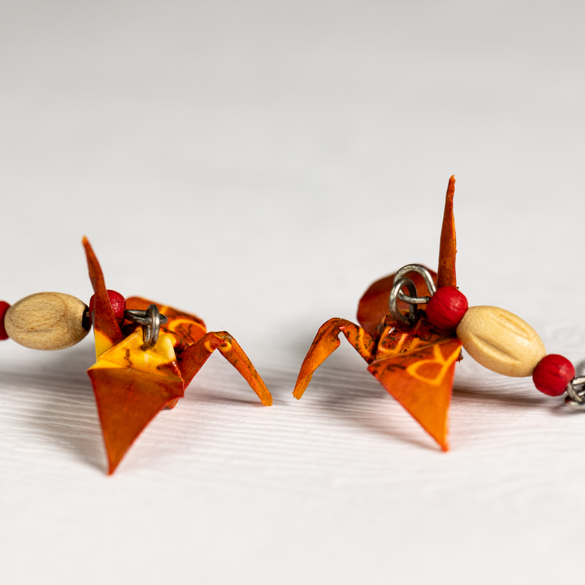 Náušnice "Vanilka v červeném" (jeřáb)