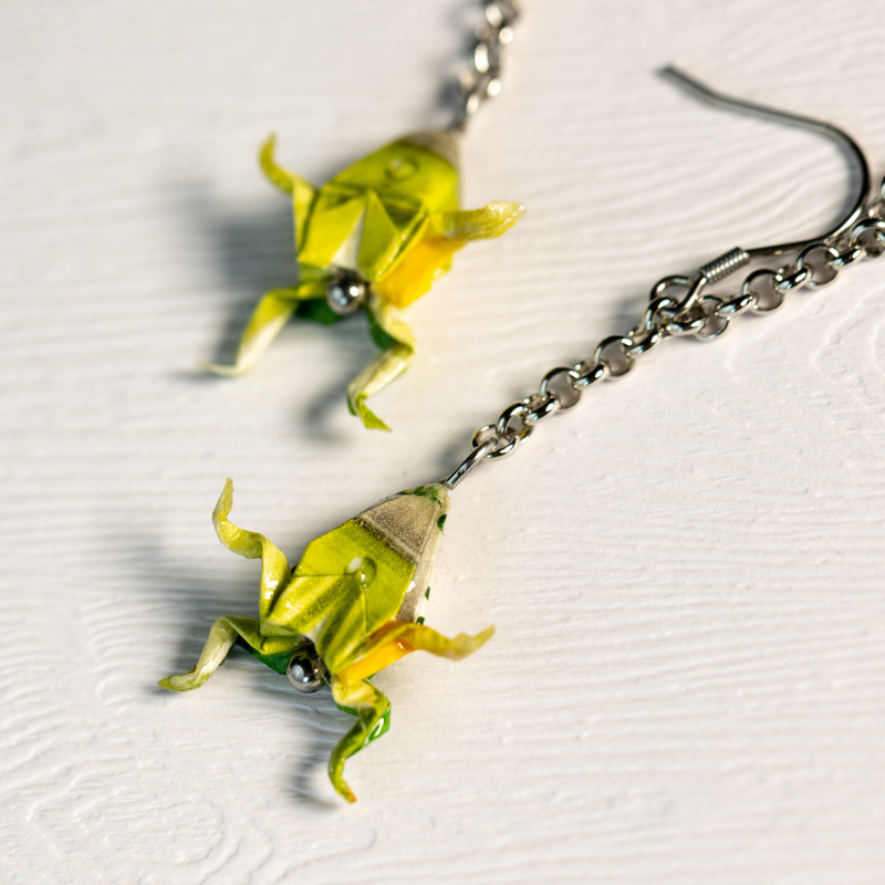 Náušnice "Zelený čaj s citronem" (žabka)