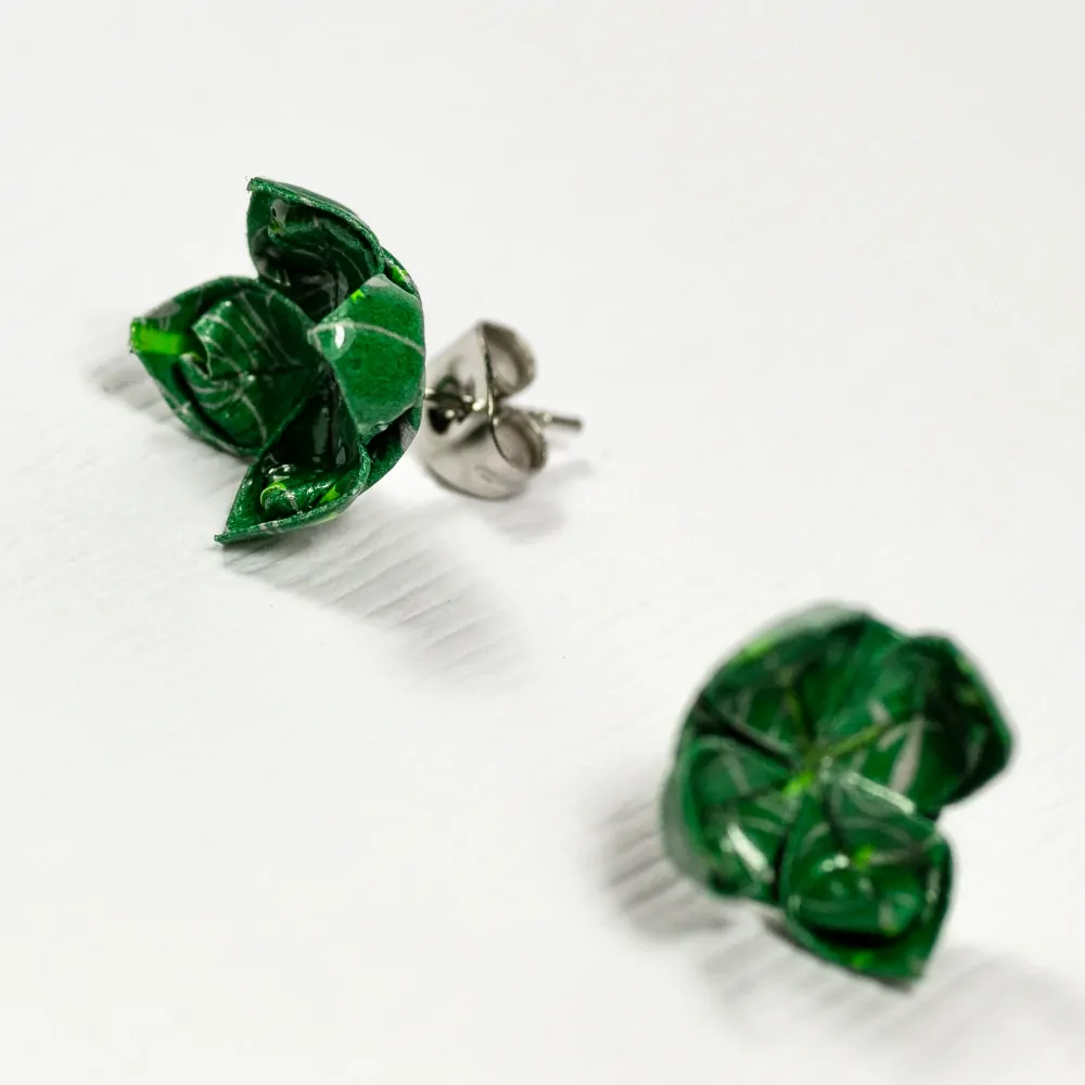 Náušnice "Zelená zima" - lotosy malé