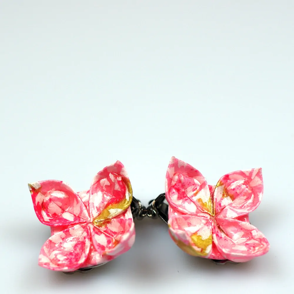 Náušnice "Růžové jarní snění" (lotos, klipsy)