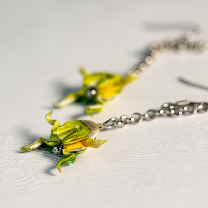 Náušnice "Zelený čaj s citronem" (žabka)