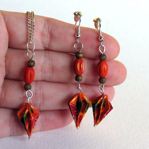 Sada šperků "Červený pomeranč" (paraplíčka)