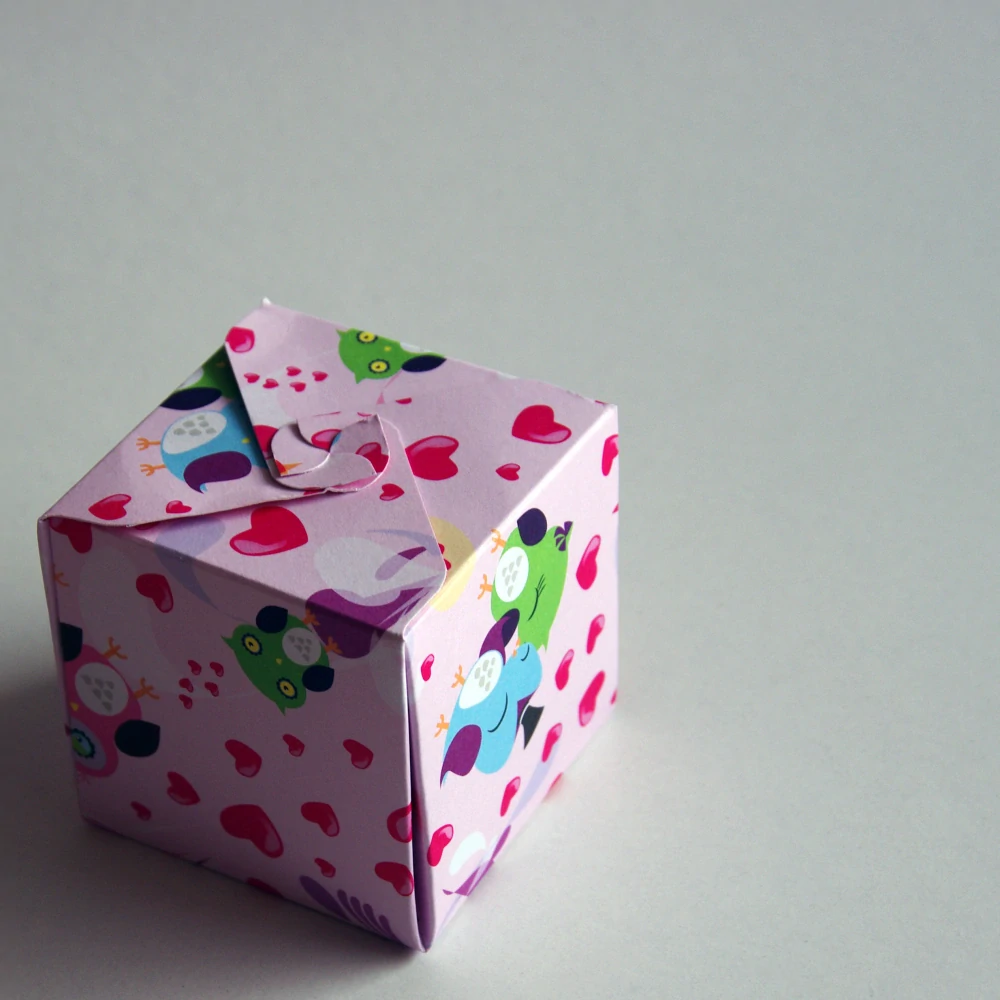 Krabička skládaná Růžové sovy