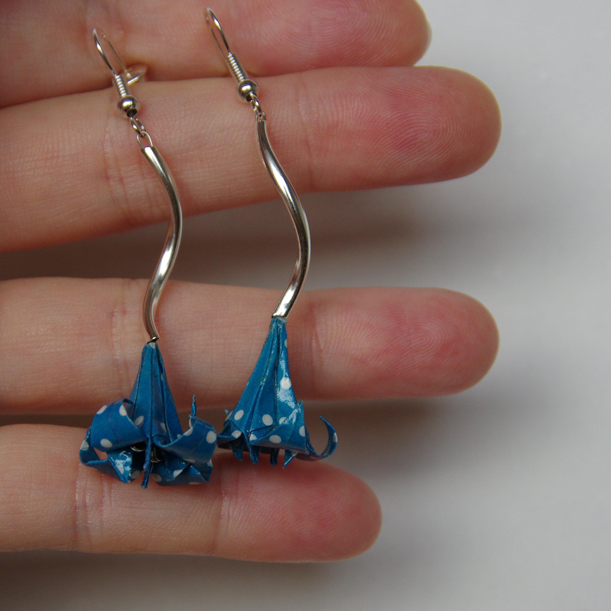 Náušnice "Modrý s puntíky" (lilie)