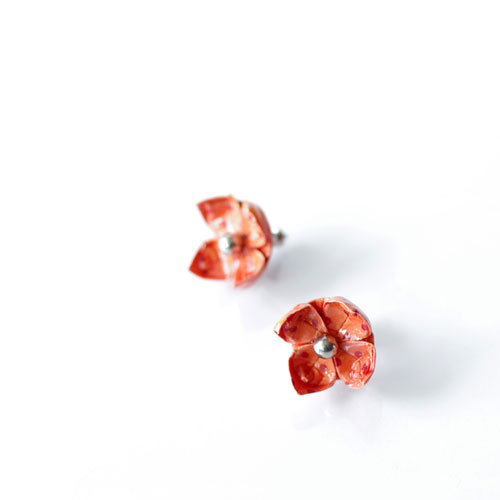 Náušnice "Puntíky v terakotě" (lotos)