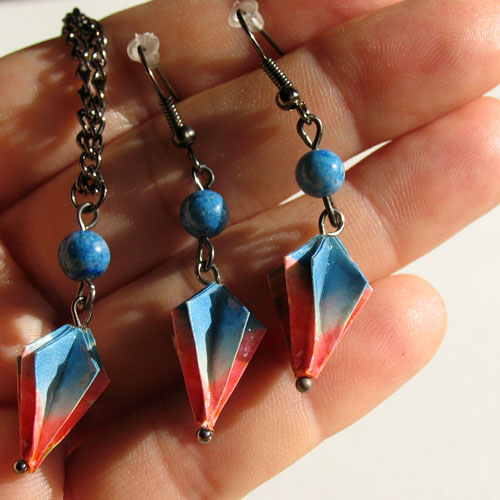 Sada šperků "růžovo-modrá  paraplíčka"