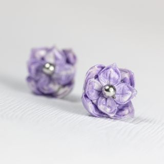 Náušnice "Kvítka fialová" (plnokvětý lotos)