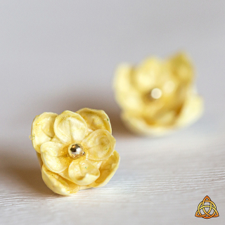 Náušnice "Květinky žluté" (plnokvětý lotos)