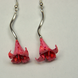 Náušnice "Růžové puntíky" (lilie)