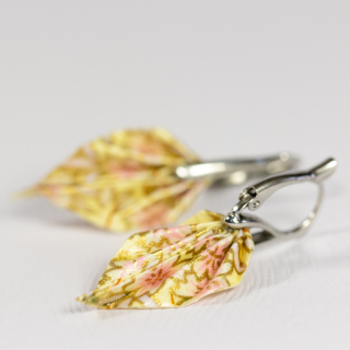 Náušnice "Růžové snění" (listy)