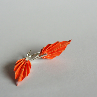 Náušnice "Oranžové puntíky" (listy)