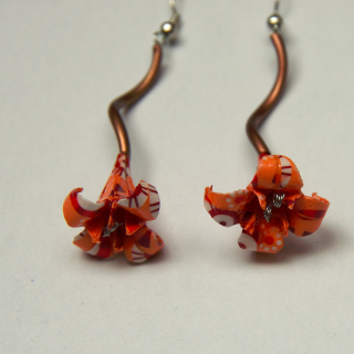 Náušnice "Oranžová ornamentální" (lilie)