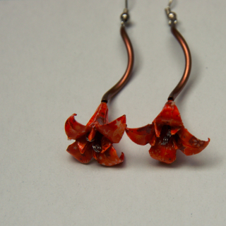 Náušnice "Ohnivá zima" (lilie)