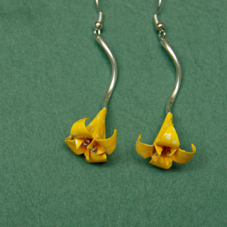 Náušnice "Puntíky ve žluté" (lilie)