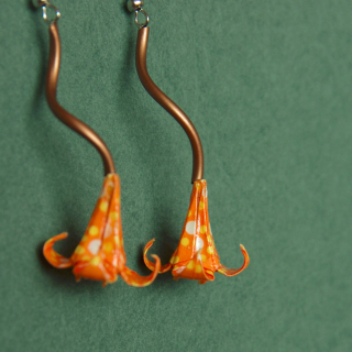 Náušnice "Ohnivý květ" (lilie)