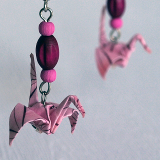 Náušnice "Geometrie v růžové" (jeřáb)