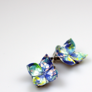 Náušnice "Modré mámení" (lotos, klipsy)