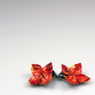 Náušnice "Červený javor" (lotos, klipsy)