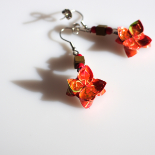 Náušnice "Red berries" (dvojitý lotos)