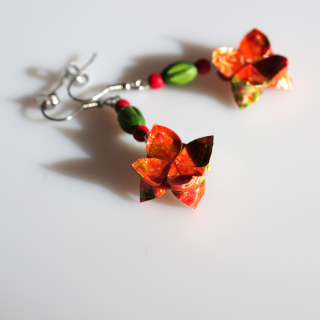 Náušnice "Jahodová" (dvojitý lotos)