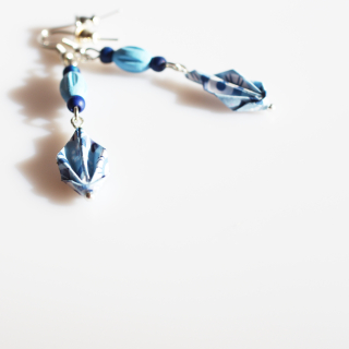 "Modré ornamenty" - náušnice listy