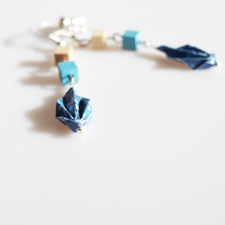 "Modré květy v rozpuku" - náušnice listy