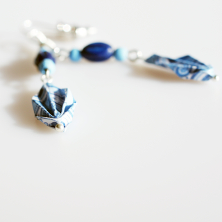 "Modré paisley" - náušnice listy