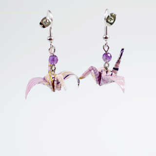 Náušnice "Fialková víla" (jeřáb s ametystem)