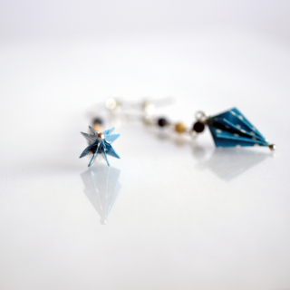 Náušnice "Modrá s puntíky" (paraplíčka)